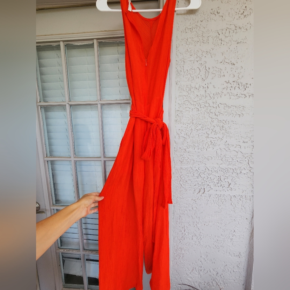 Lush Elegant Red Jumpsuit With Tie Back Sleeveless. EUC - Picture 6 of 10